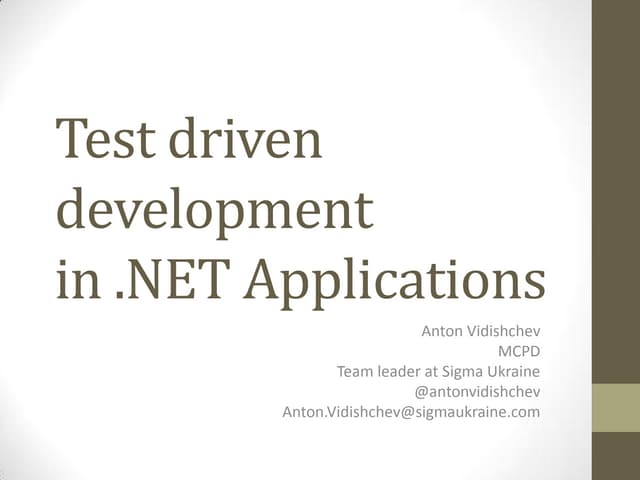 Test driven development in net