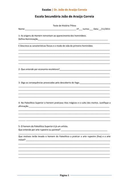 Teste de história 7ºano