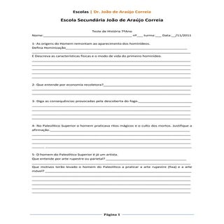 Teste de história 7ºano