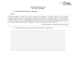 Teste de história 8º ano