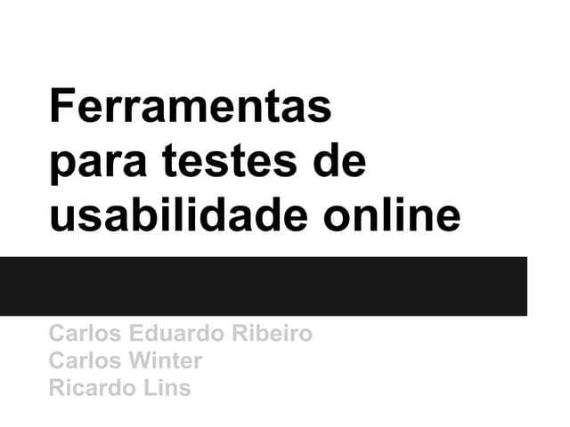 Teste de usabilidade - Ferramentas ...