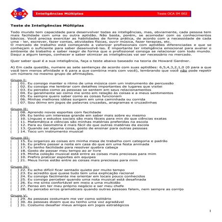 Teste inteligencia multiplas