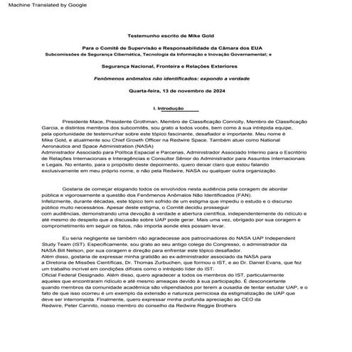 TESTEMUNHO ESCRITO - MIKE GOLD (Versão em português)