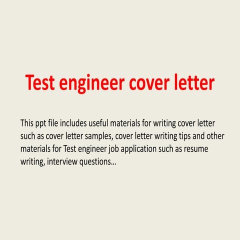 Test engineer cover letter
