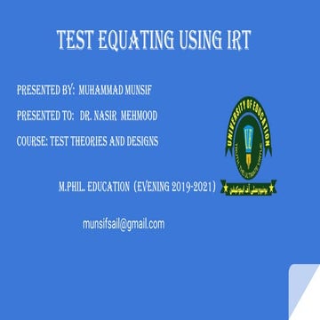 Test equating using irt. final