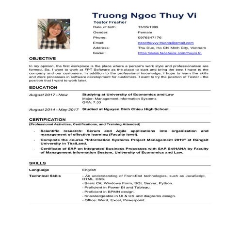 Tester Fresher Truong Ngoc Thuy Vi