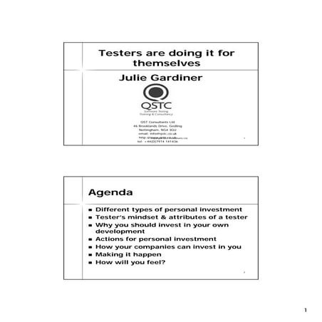 Tester's are doing it for themselves - Julie Gardiner - SoftTest Ireland