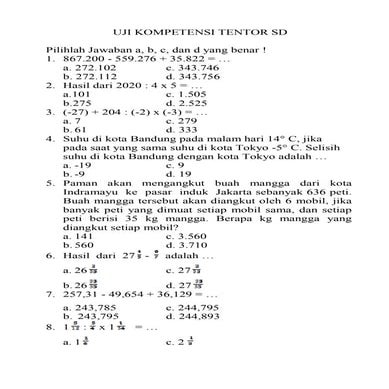 Tes tertulis tentor sd dan smp