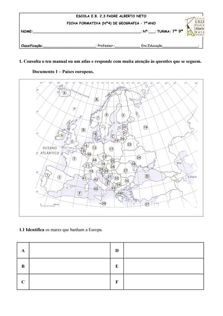 Teste UE e regiões da Europa