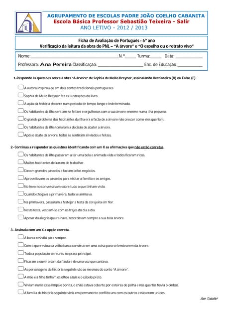 Teste verificação leitura a árvore