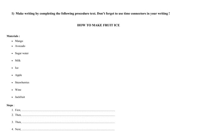 Test for procedure text (writing test)