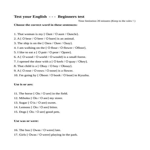 Test fro elemantary students