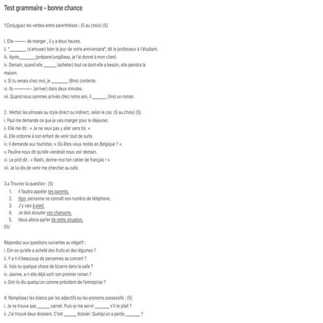 Test grammaire - bonne chance.pdf for class 10