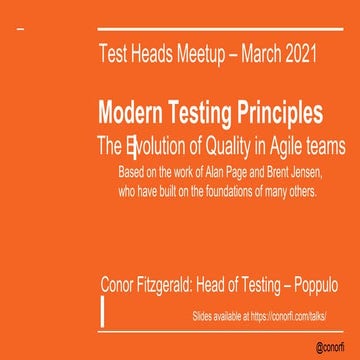 Test Heads Dublin The modern testing principles