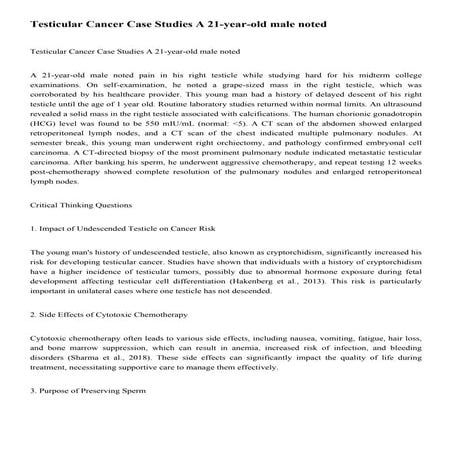 Comprehensive Case Studies on Testicular Cancer and Hypertension ...
