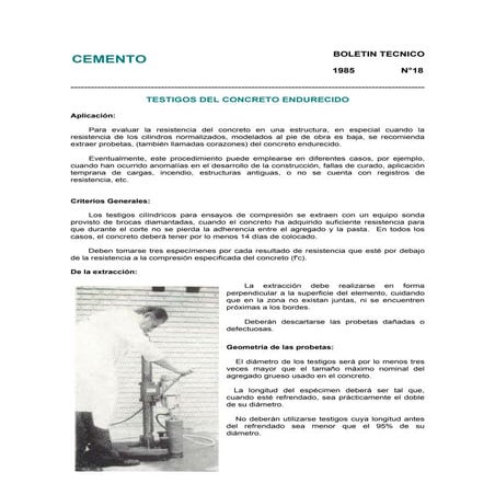 Testigos del concreto endurecido 