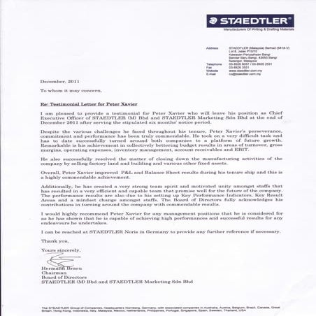 Testimonial From The Chairman Of The Board | PDF