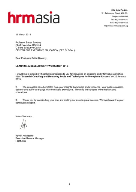 Letter of Appreciation - Datamatics | PDF