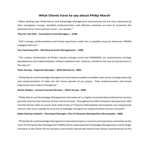 Testimonials Philip Marsh