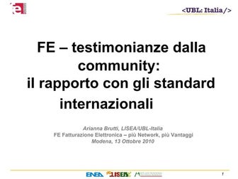 Testimonianze dalla community - Il rapporto con gli standard internazionali