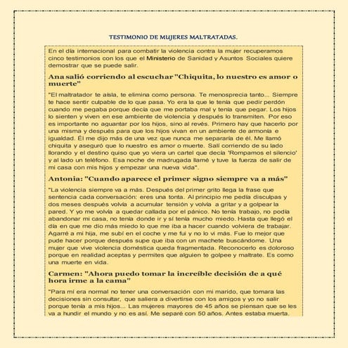 Testimonio de mujeres maltratadas