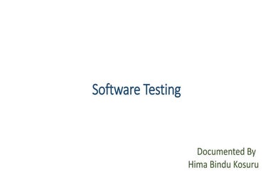 Software Testing includes Performance testing with Load Runner and the JMeter 