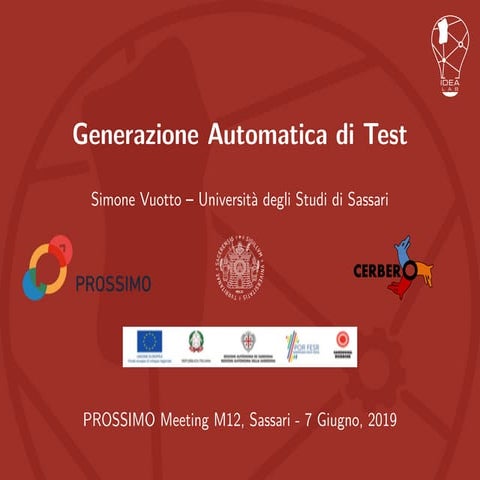 Generazione Automatica di Test - S. Vuotto (Università di Sassari)
