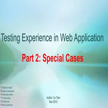Testing experience in web application P2 special cases