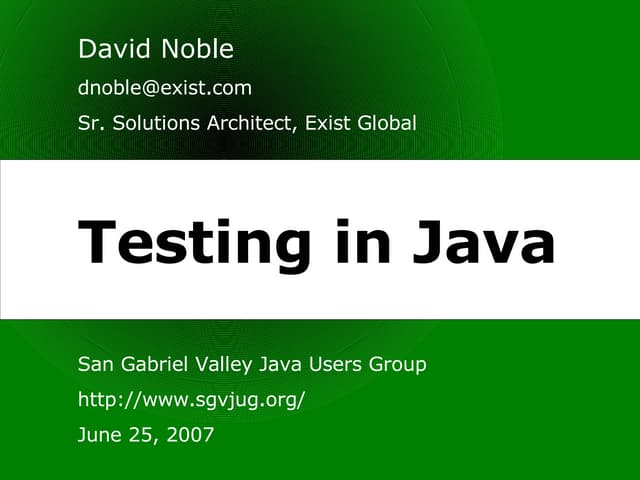 Testing In Java