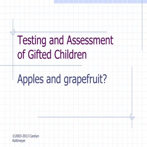 Hoagies' Gifted: Testing and assessment of the Gifted
