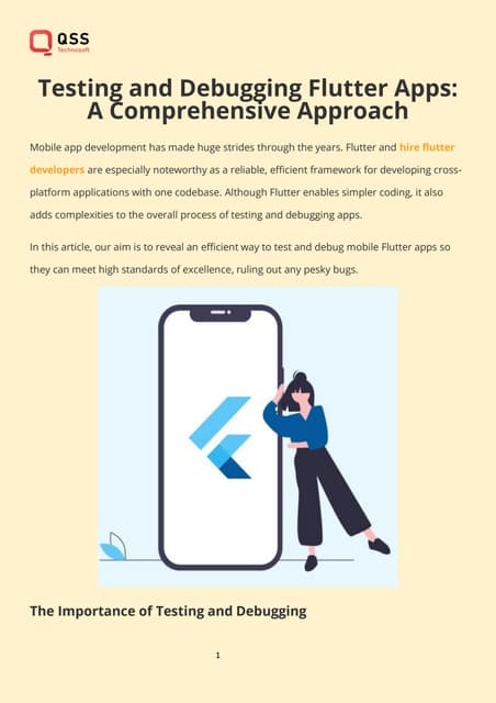 Testing and Debugging Flutter Apps: A Comprehensive Approach 