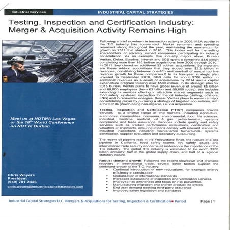Testing inspection and certification industry