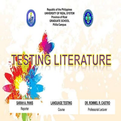 TESTING LITERATURE (Eng. 205 Language Assessment)