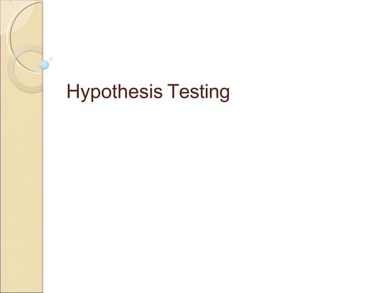 Testing of hypothesis | PPT