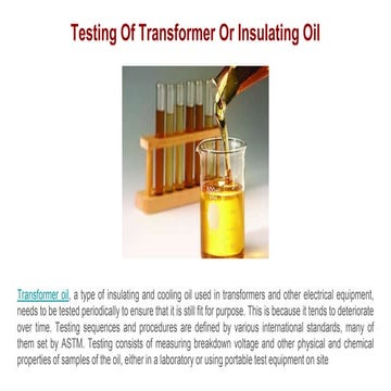 Testing of transformer or insulating oil | PPTX