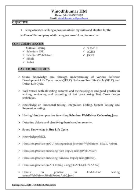 Testing resume