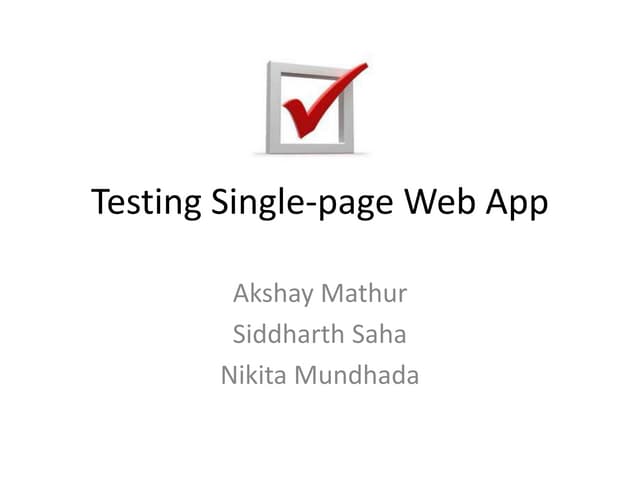 Testing Single Page Webapp