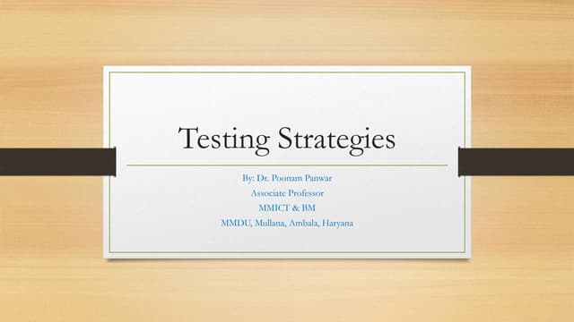 Software Testing strategies, their types and Levels