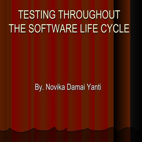 Testing throughout the software life cycle &amp; statistic techniques