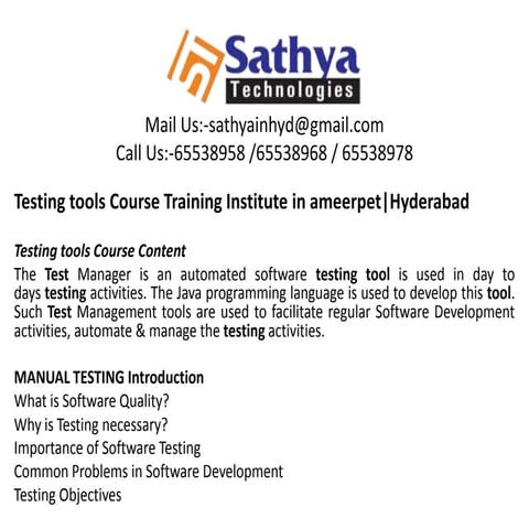 Testing Tools course training institute hyderabad – Best software ...