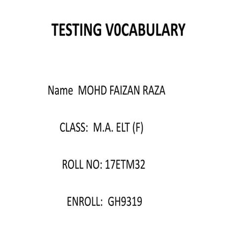 Testing vocabulary 