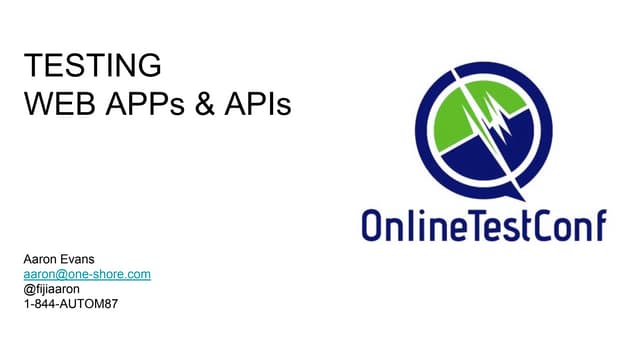 Testing Web Apps and API's