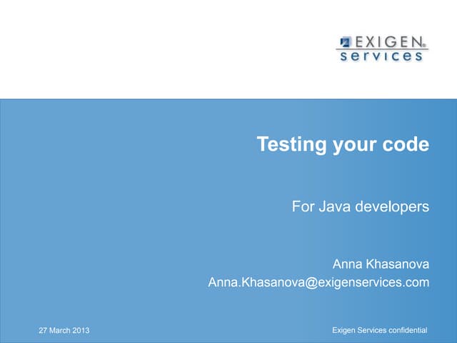 Testing your code