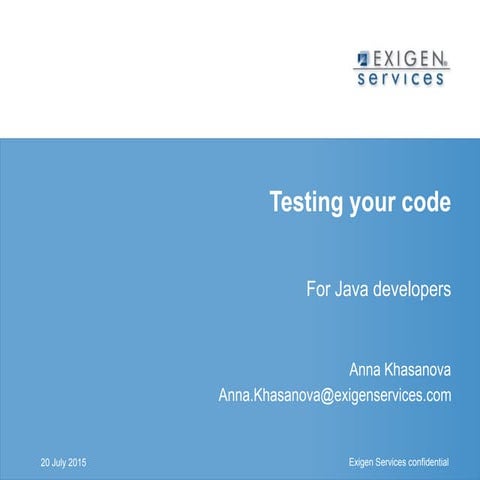 Testing your code | PPTX