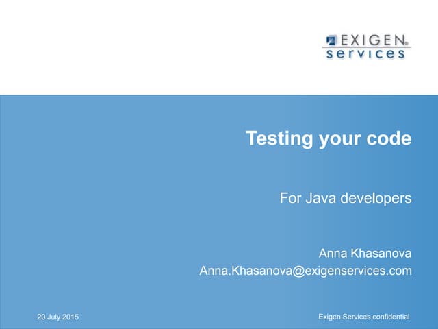 Testing your code