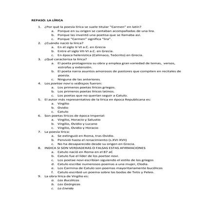 Repaso: Lírica Latina