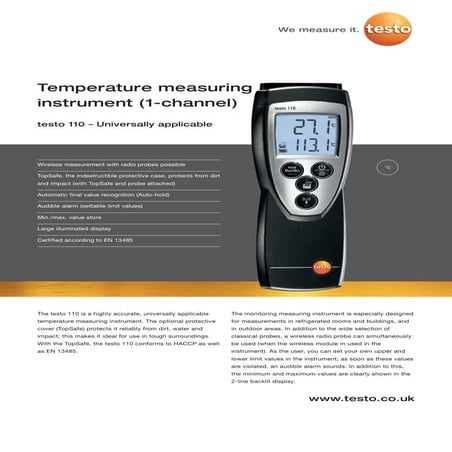 Testo 925 datasheet 2012 | PDF