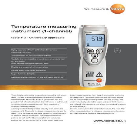 Testo 112 datasheet 2012 | PDF