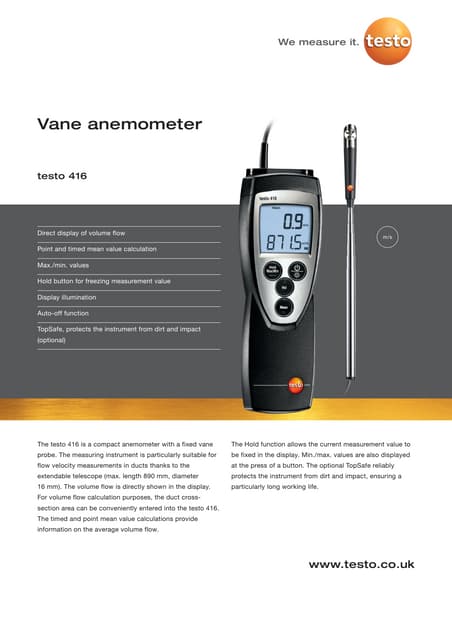 Testo 470 datasheet 2012 | PDF | Physics | Science