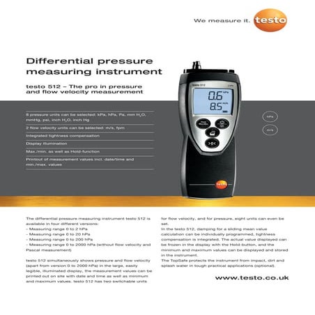 Testo 465 datasheet 2012 | PDF